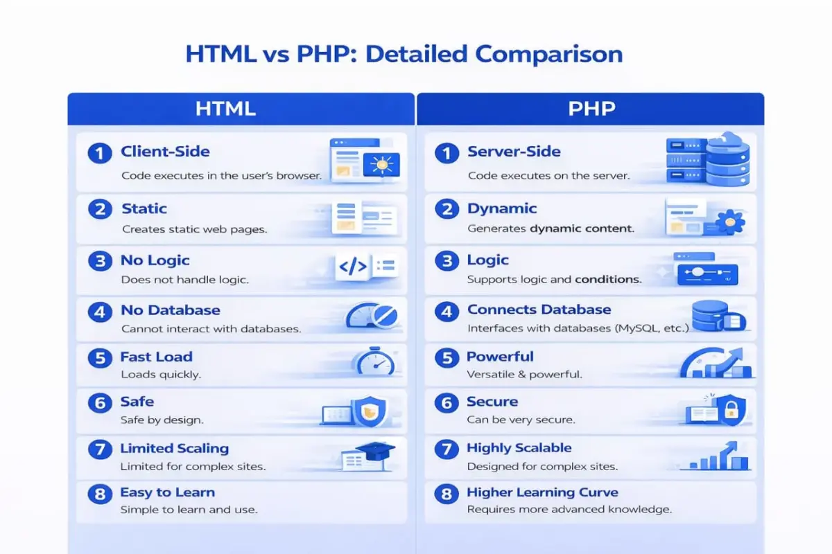 HTML vs PHP: Detailed Comparison