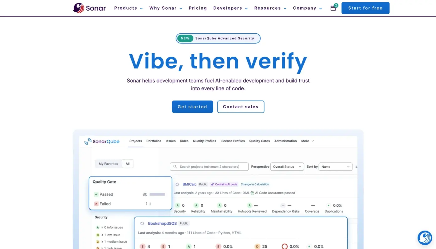 SonarQube homepage