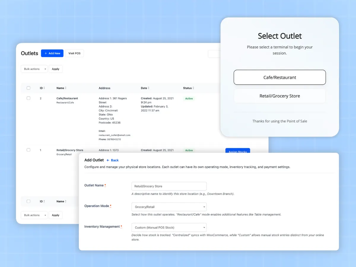 WooCommerce multi-location POS management