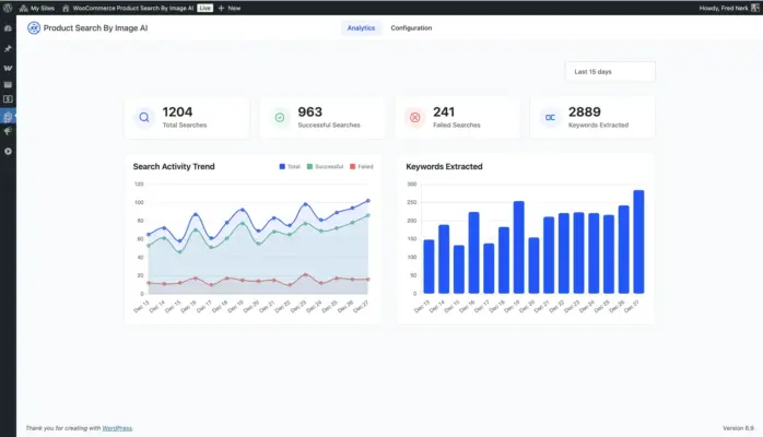 WooCommerce image search dashboard page screenshot