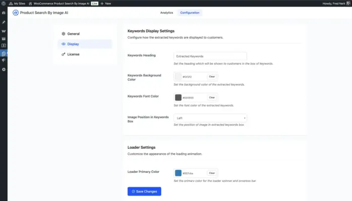 Image search for WooCommerce display configuration page screenshot