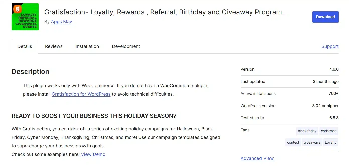 Gratisfaction WooCommerce loyalty plugin