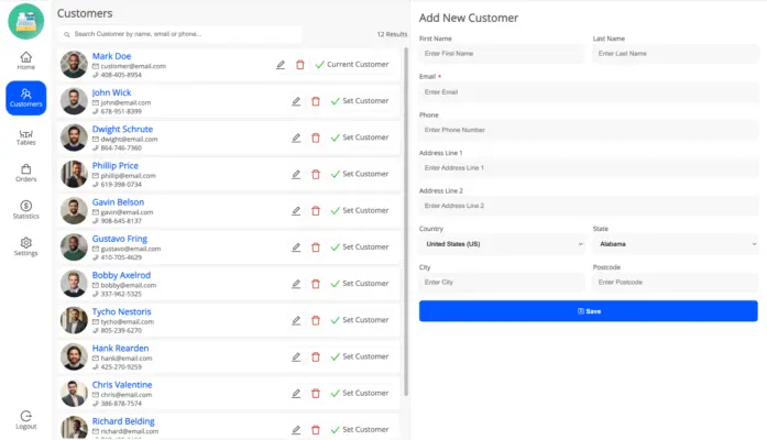 WooCommerce POS customers list page screenshot