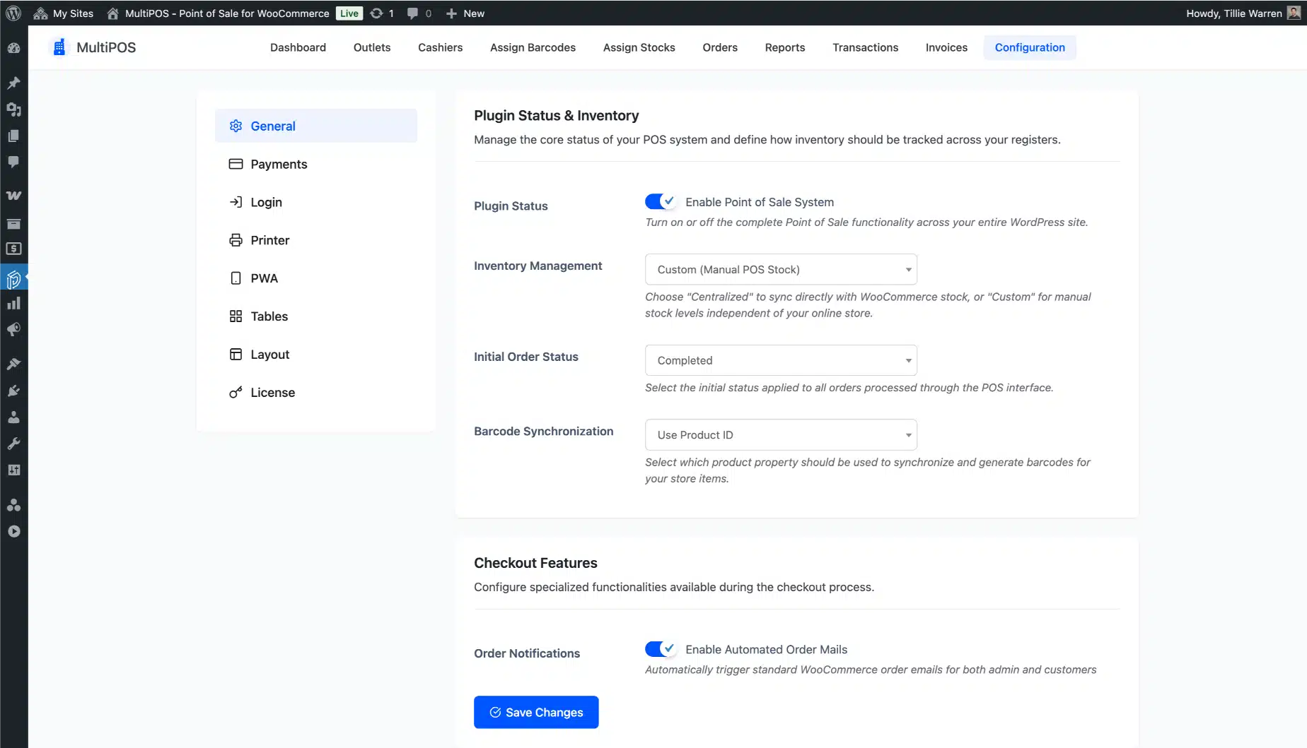 WooCommerce POS general configuration page screenshot