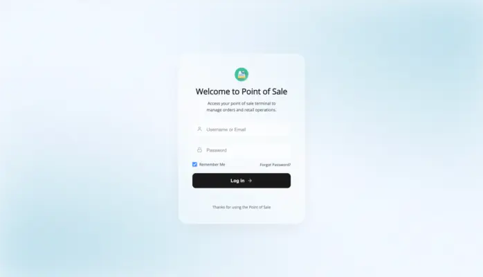 WooCommerce point of sale login page screenshot