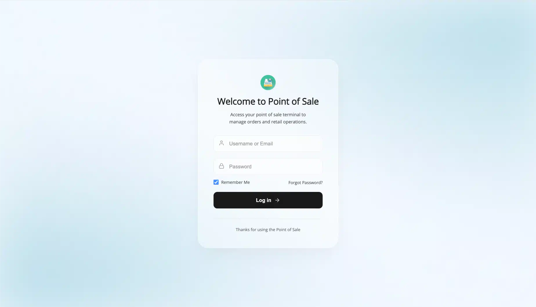 WooCommerce POS login page screenshot