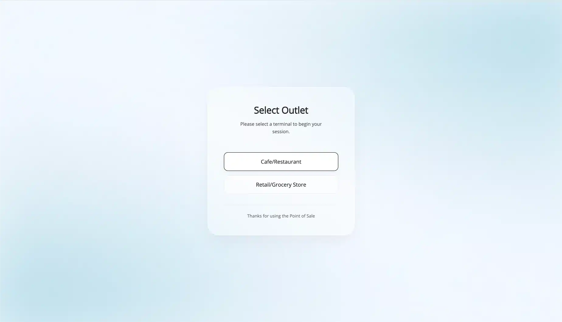 WooCommerce POS select outlet page screenshot