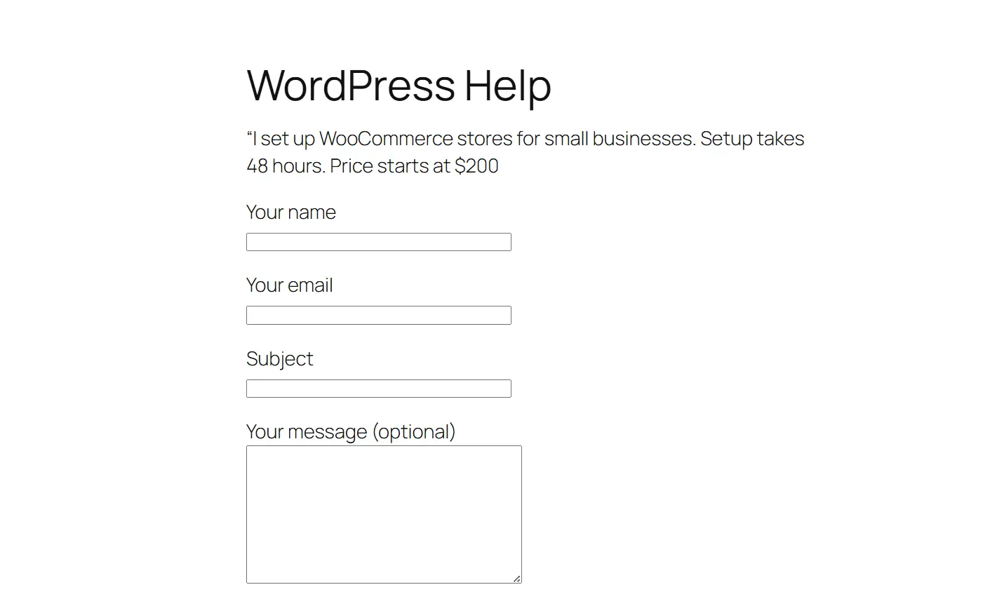 Add a contact form using a free plugin.
