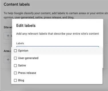 Add content labels where needed