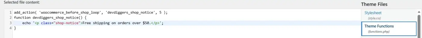 add hooks in functions.php file