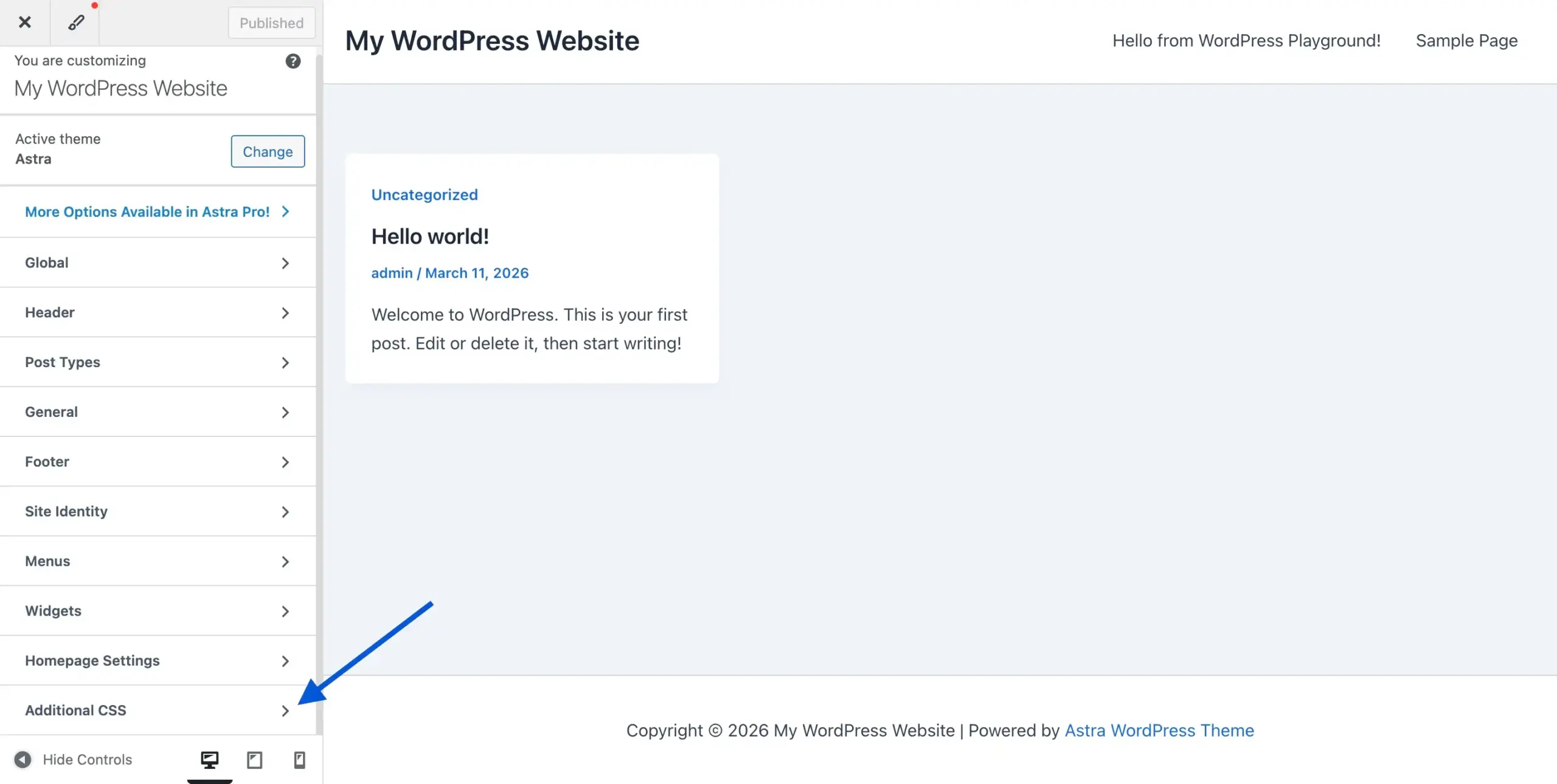 Head towards "Additional CSS" to use CSS to hide related products