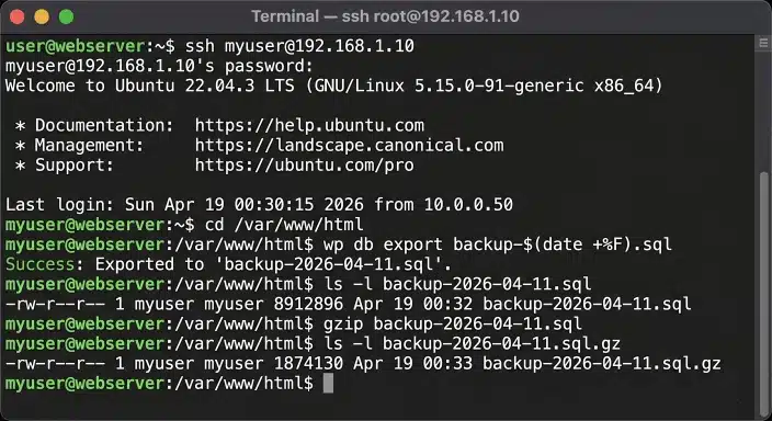 Backup using WP-CLI
