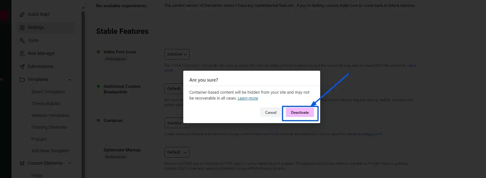 Click Deactivate on the confirmation message.