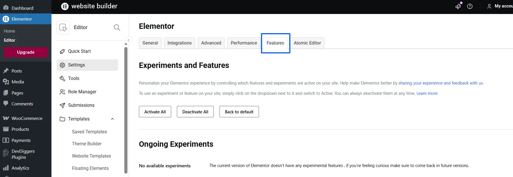 Click the Features tab.