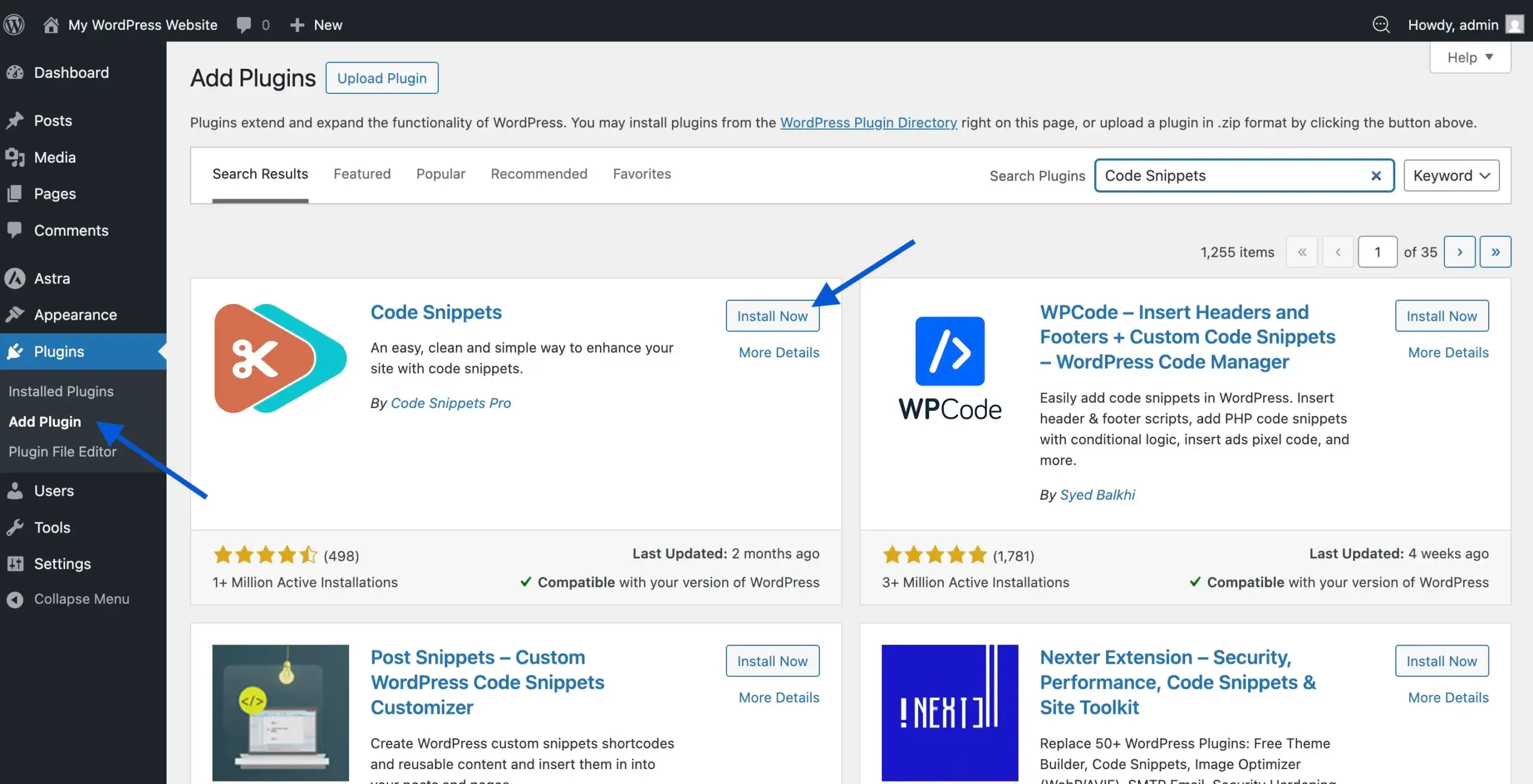 Use the Code Snippet Plugin by Installing it.