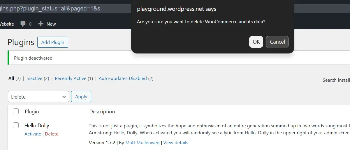 Confirm the prompt when WordPress asks if, you're sure