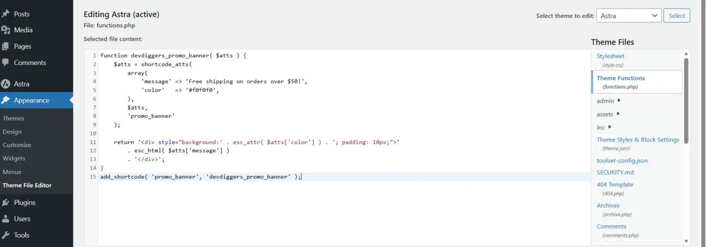Creating a custom WooCommerce shortcode using the add_shortcode function in WordPress functions.php