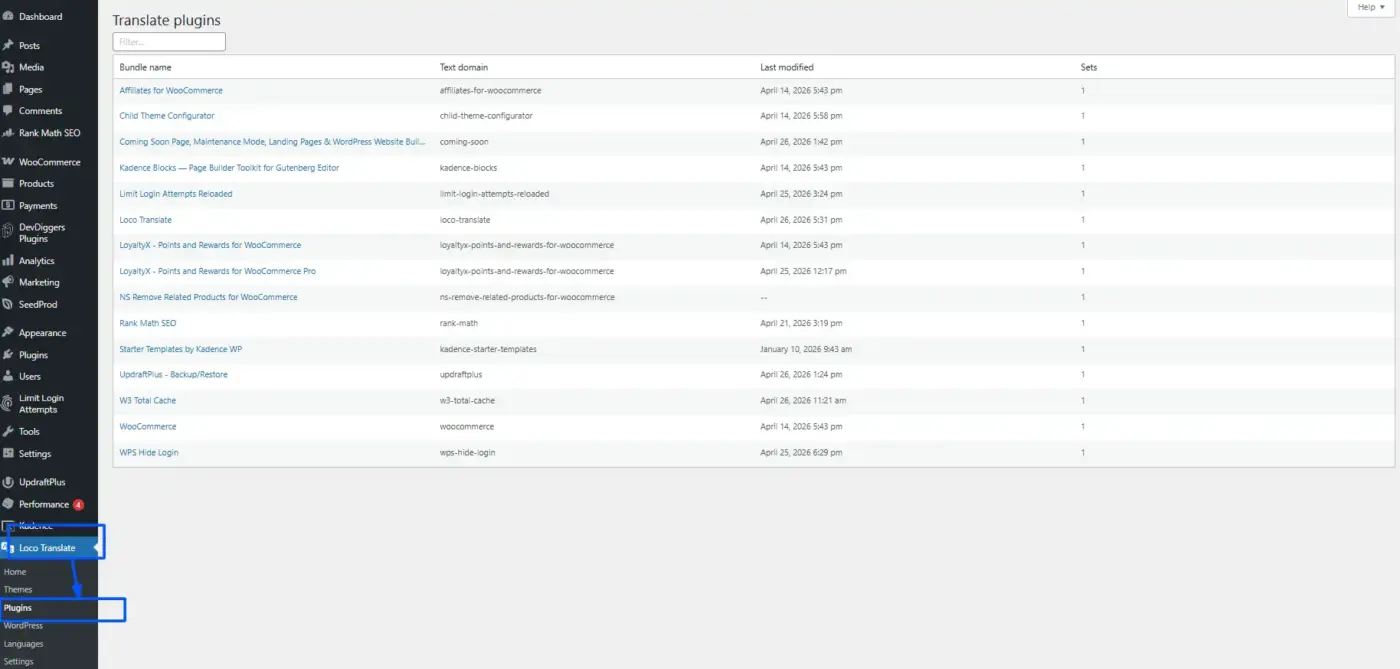 Go to Loco Translate > Plugins