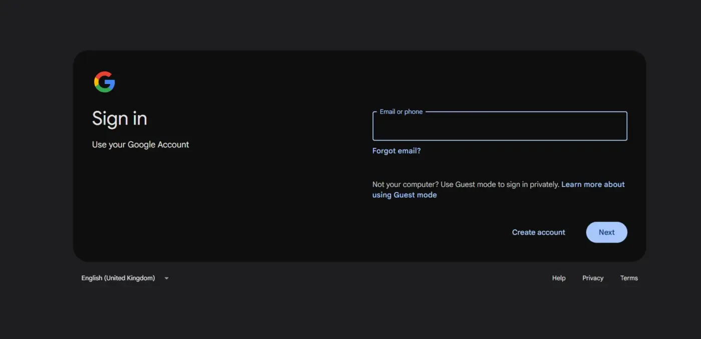 Google account sign in
