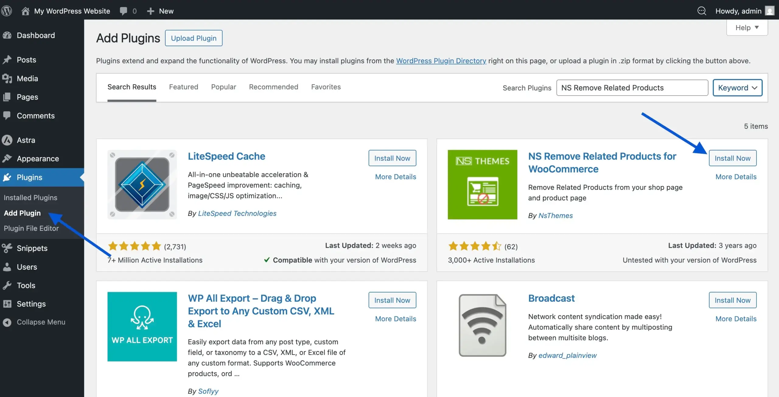 Installing the NS Remove Related for WooCommerce 
