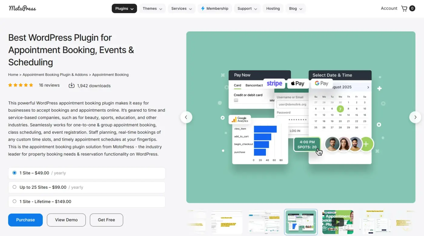 MotoPress Appointment Booking Plugin Homepage