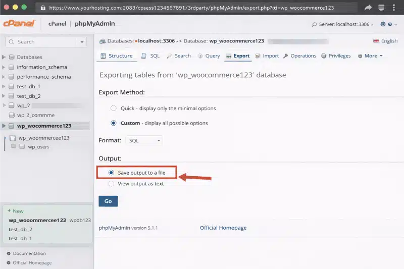 Select output type