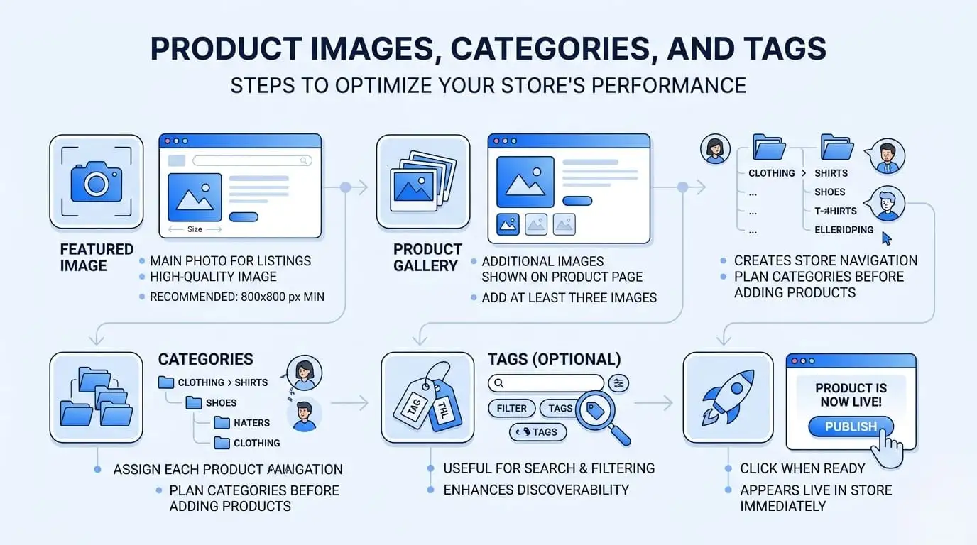 Product Images, Categories, and Tags