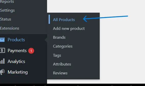 Go to Products > All Products