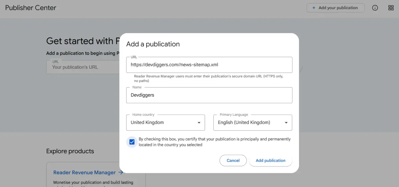 Fill in your publication details