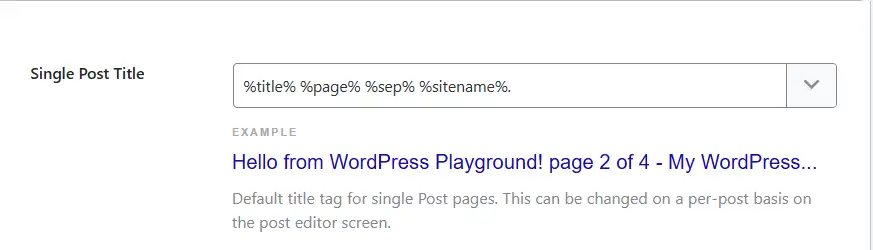 Final Template Example: %title% %page% %sep% %sitename%
