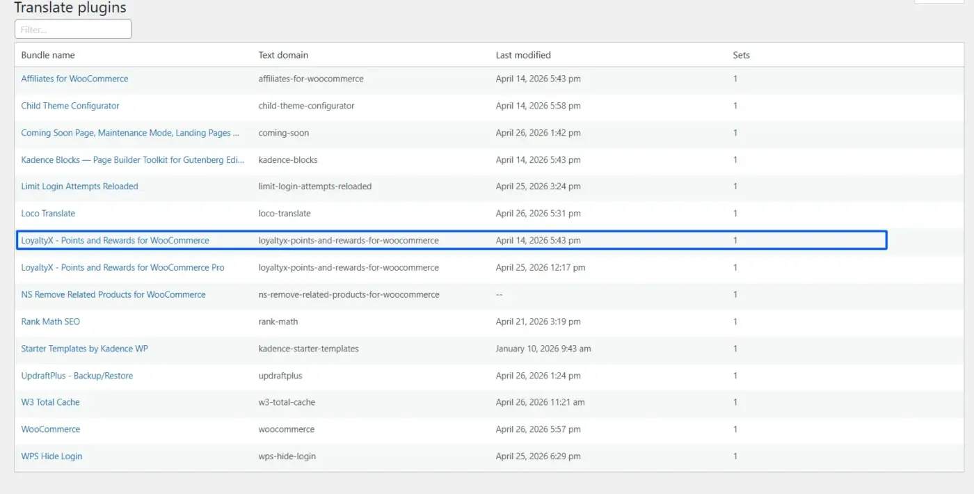 Select the plugin you want to translate