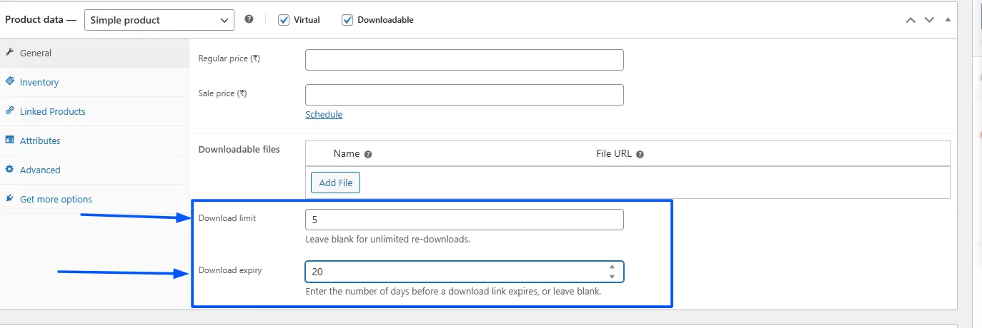 Set Download Limit and Download Expiry