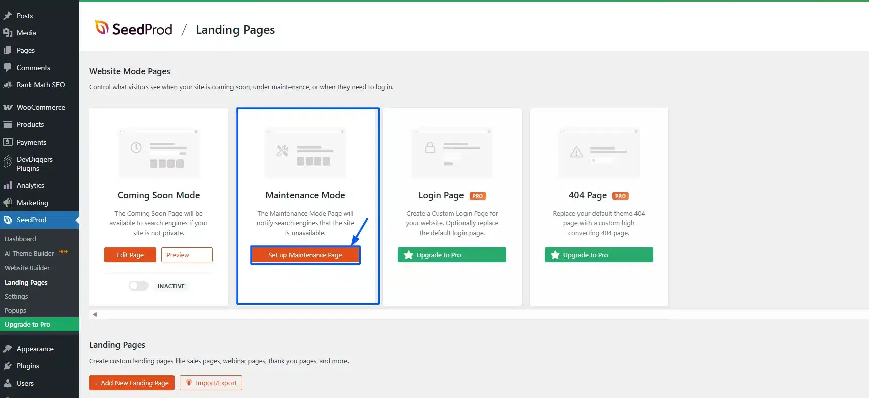 Set Up a Maintenance Page