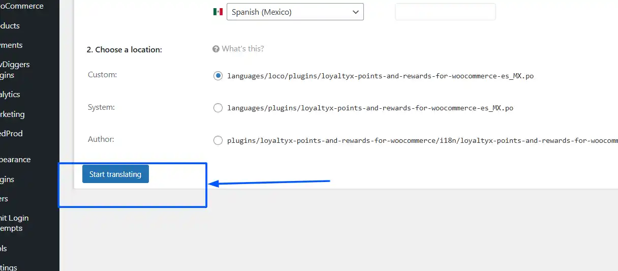 click Start Translating