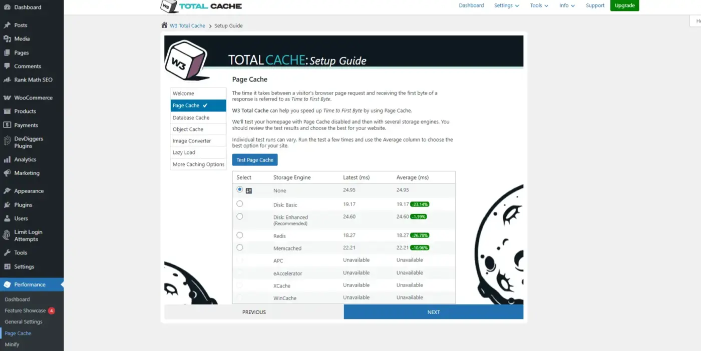 Enable Page Caching