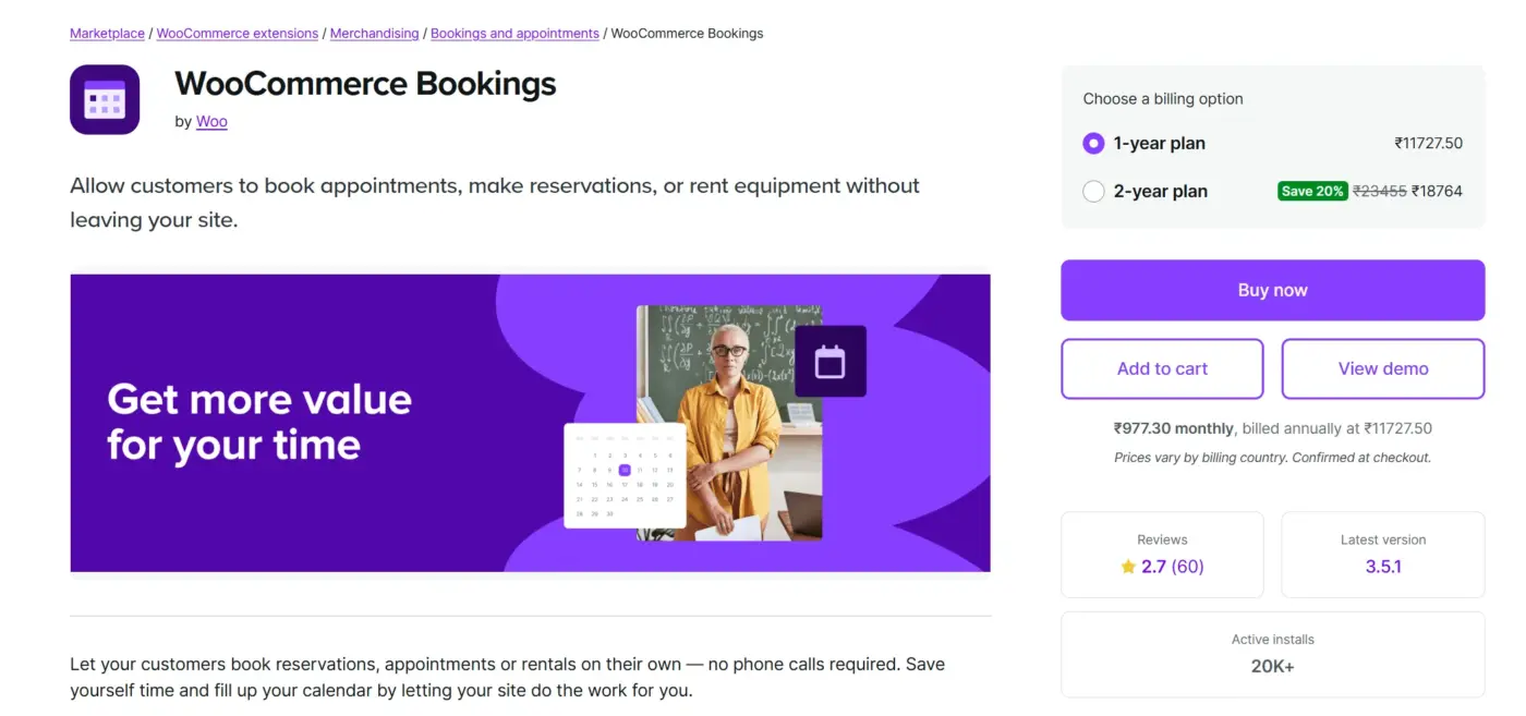 WooCommerce Bookings Plugin Homepage