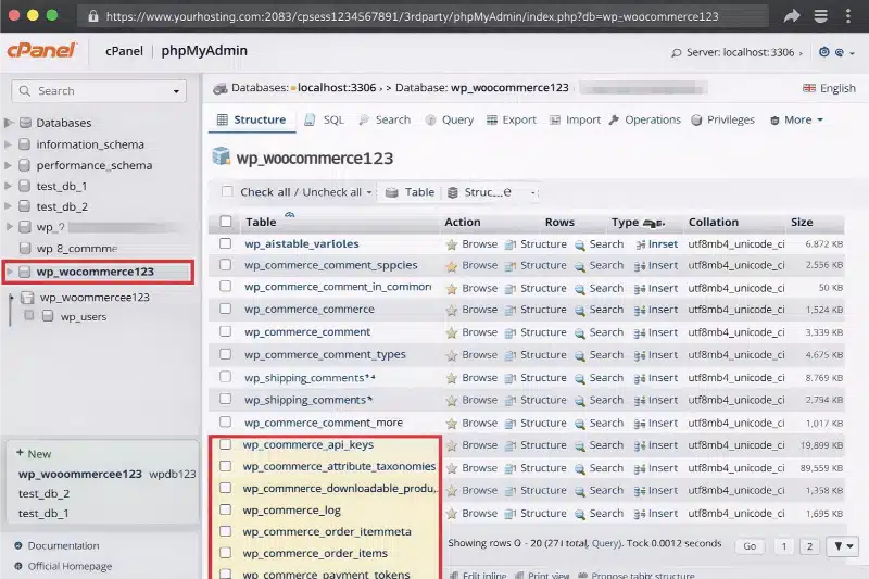 WooCommerce Database