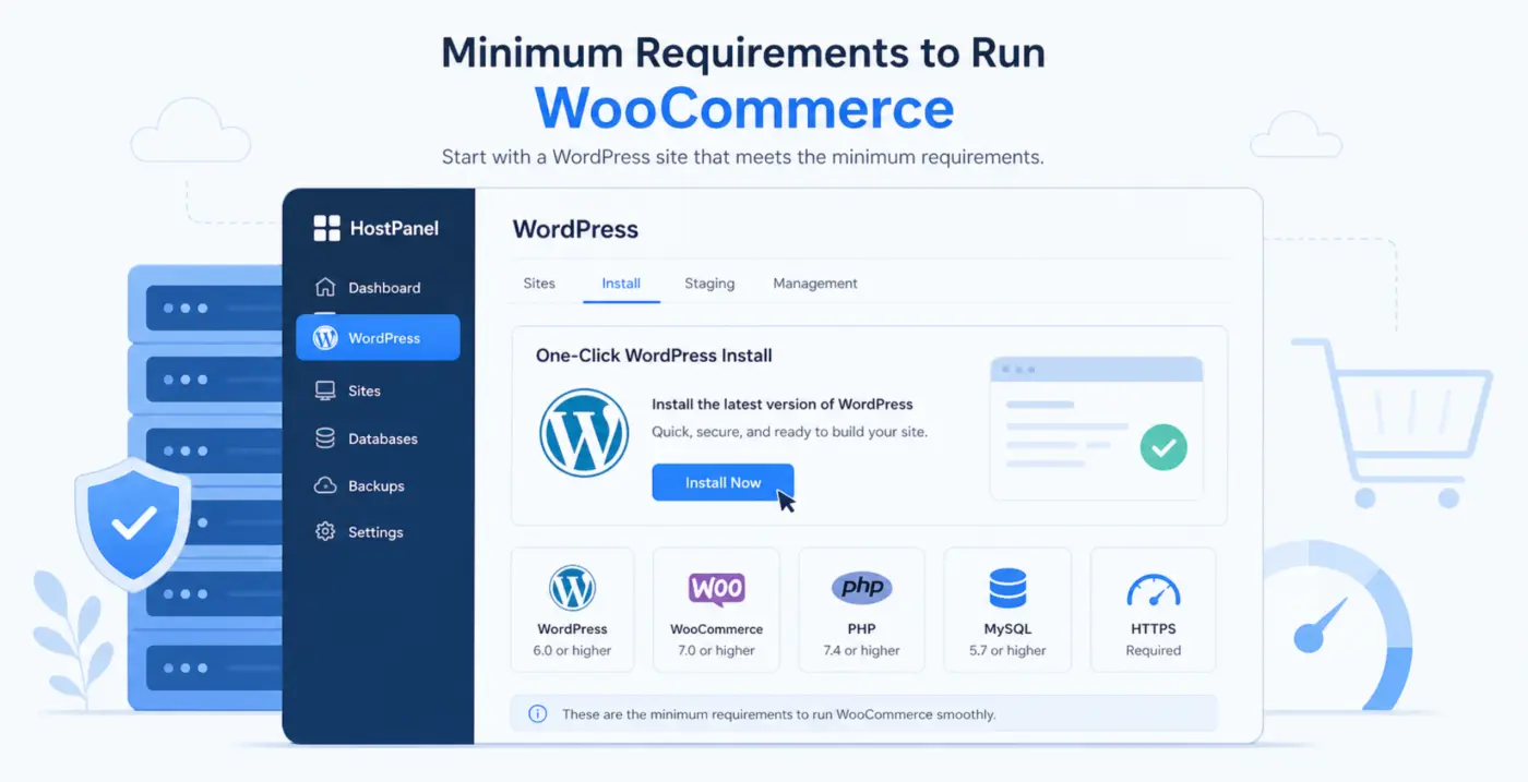 WooCommerce minimum requirements setup on shared hosting