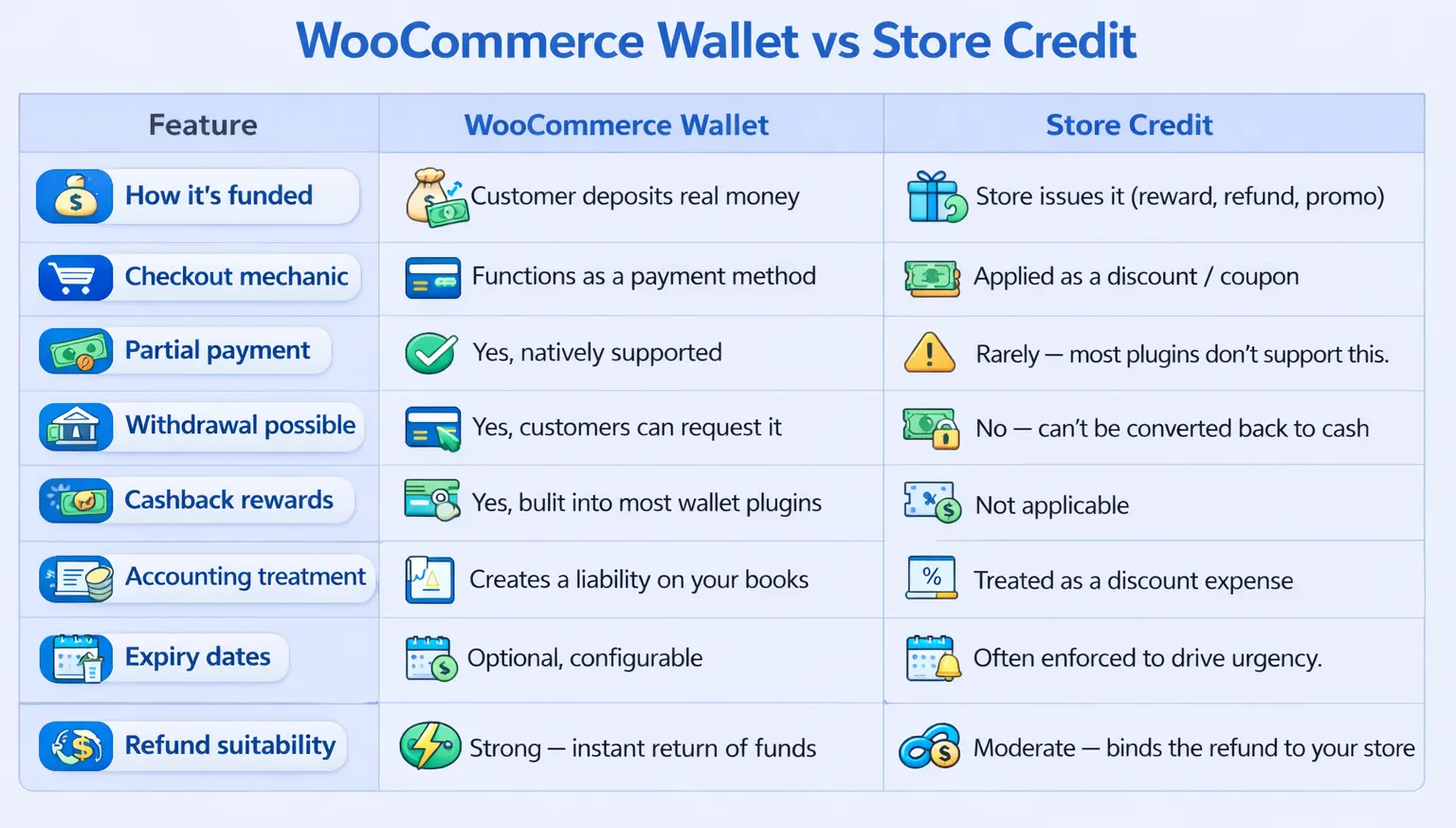 WooCommerce Wallet vs Store Credit: Side-by-Side Comparison