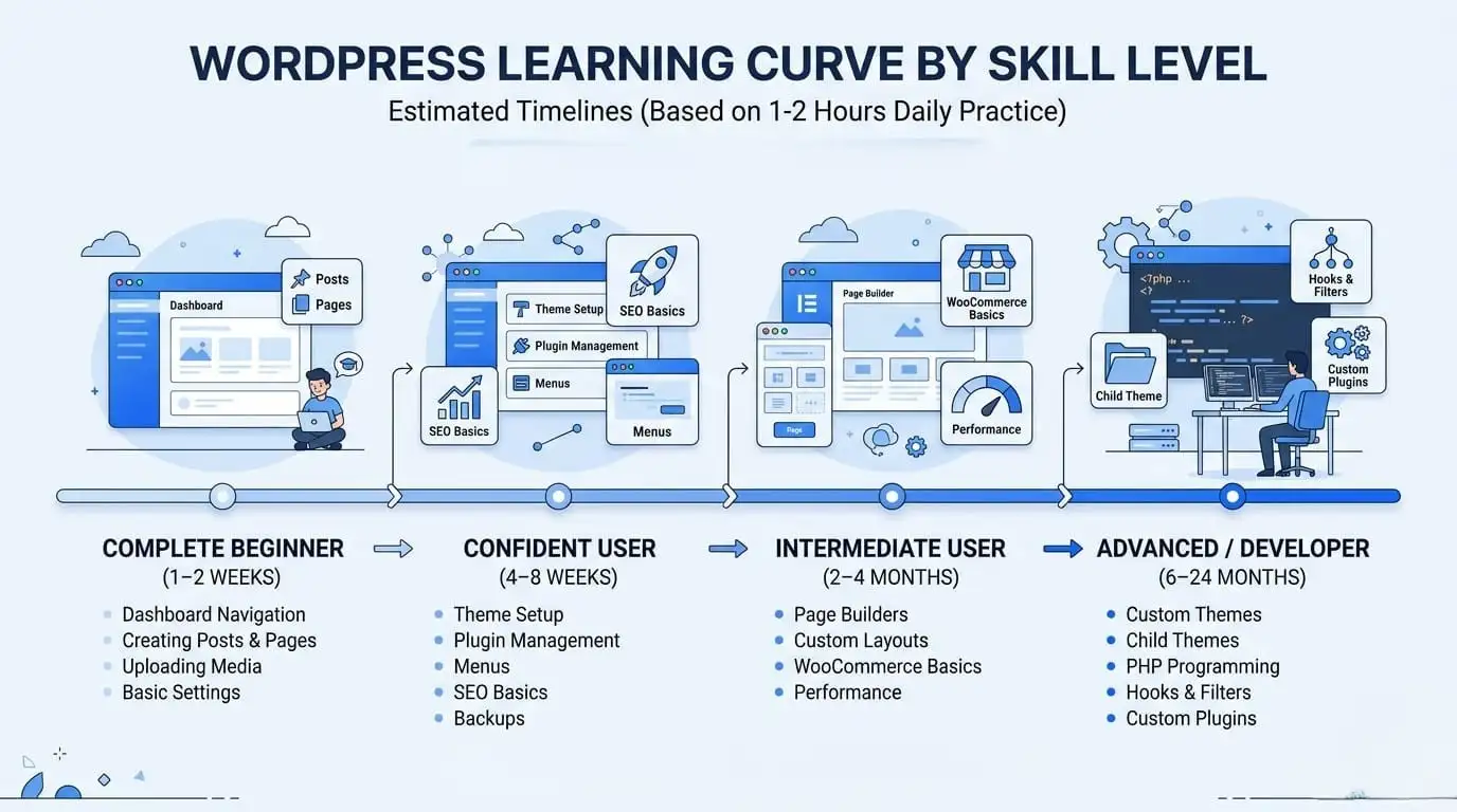 WordPress Learning Curve by Skill Level