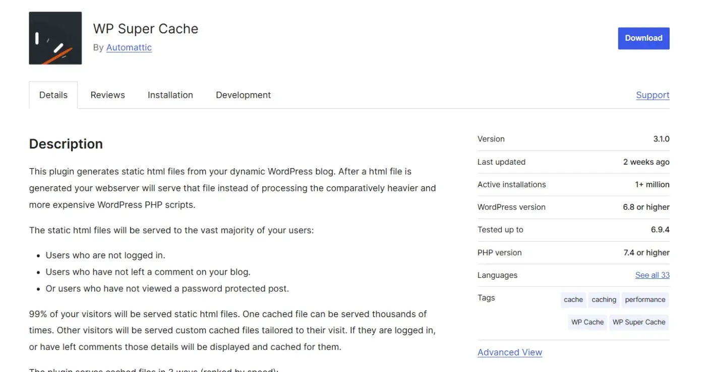 WP Super Cache — Best Simple Free Option