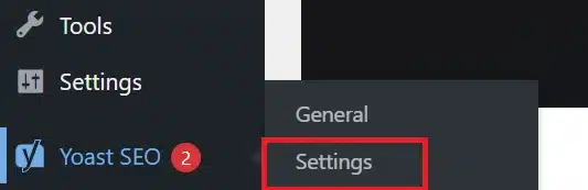 In your admin dashboard, go to Yoast SEO > Settings.