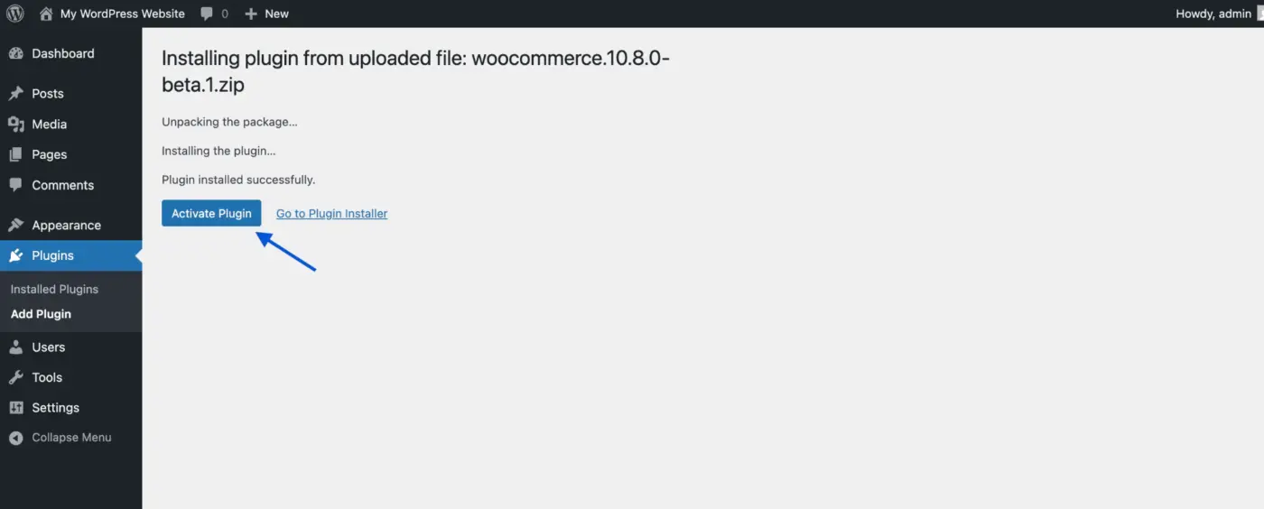 how to downgrade WooCommerce plugin via upload