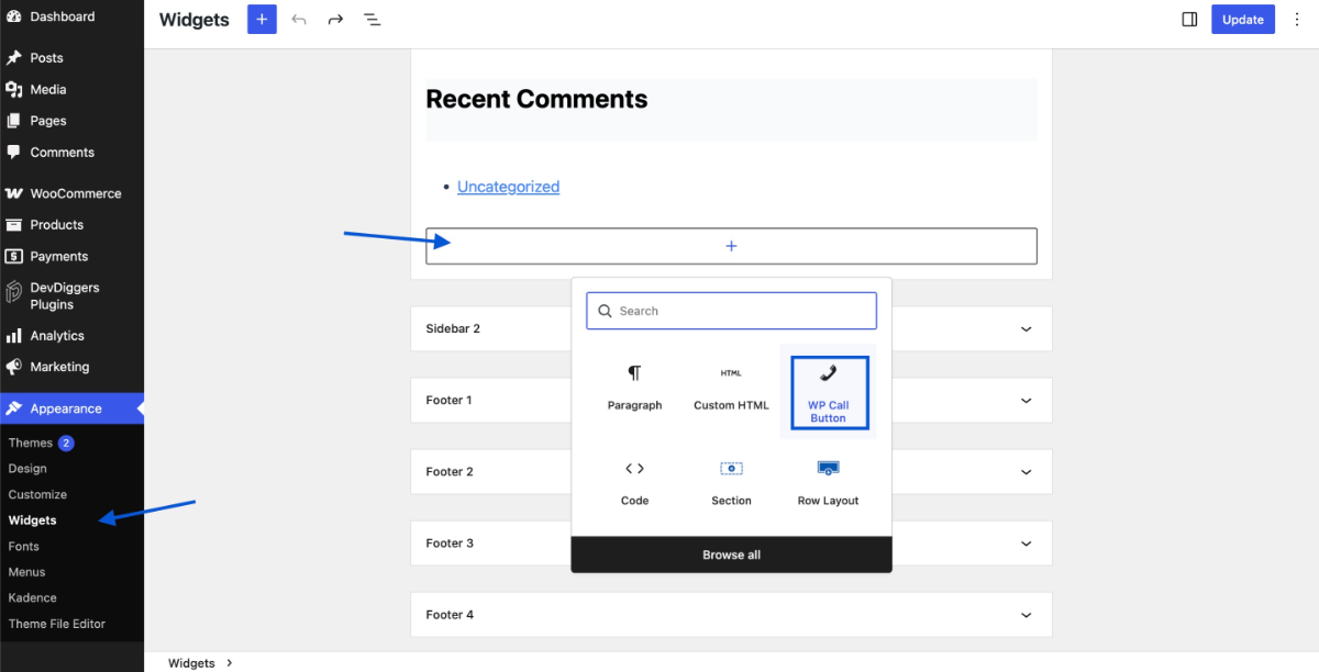 Call Button as a Sidebar Widget