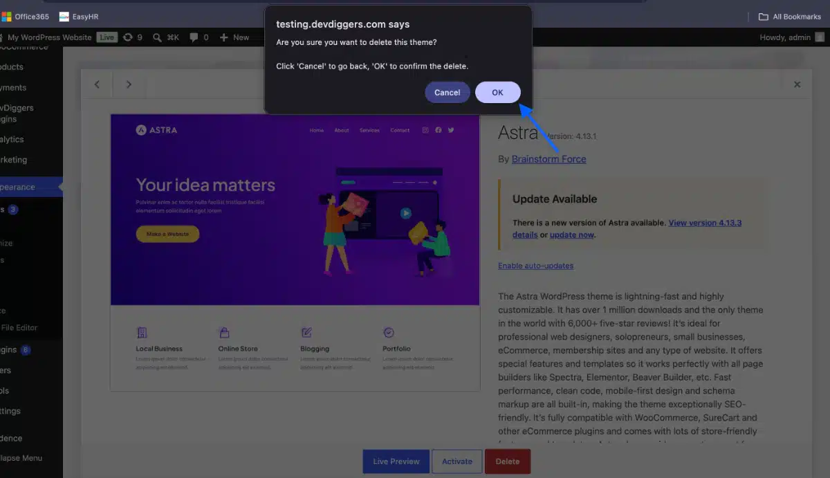 Delete confirmation prompt