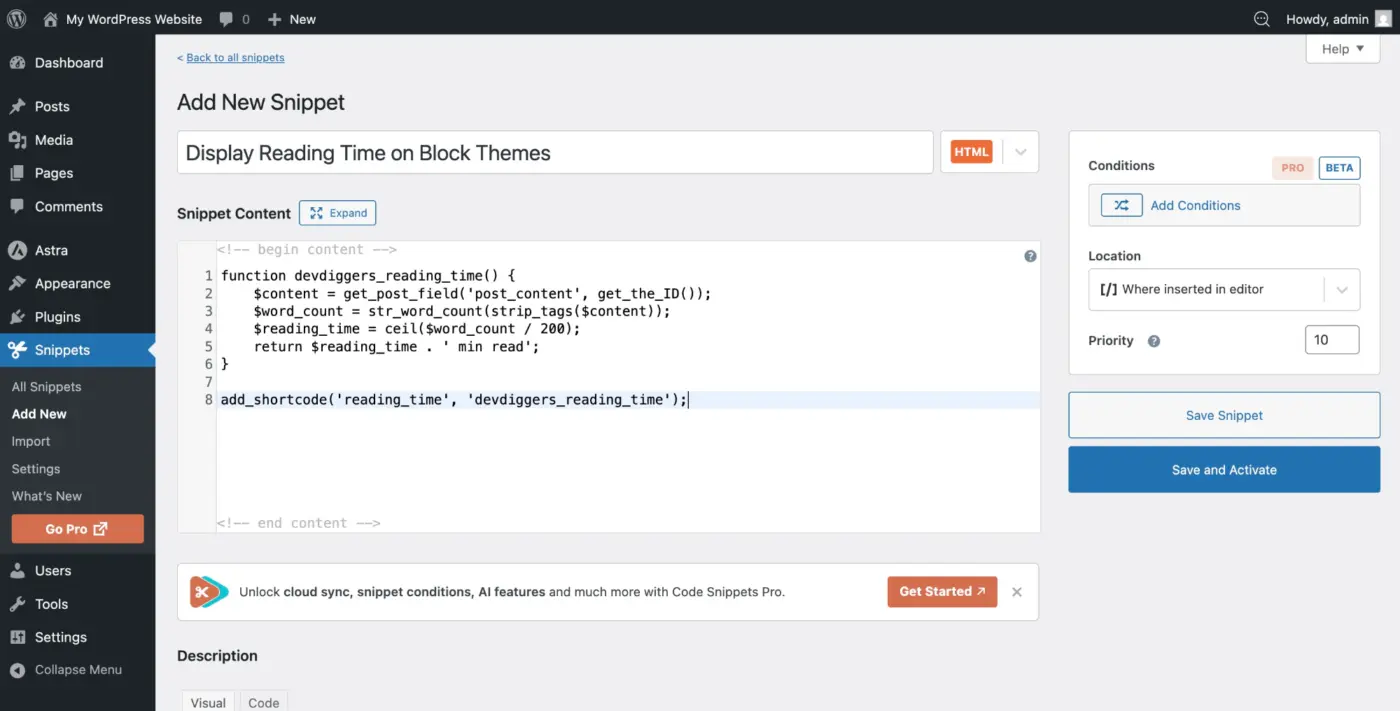Display Reading Time on Block Themes