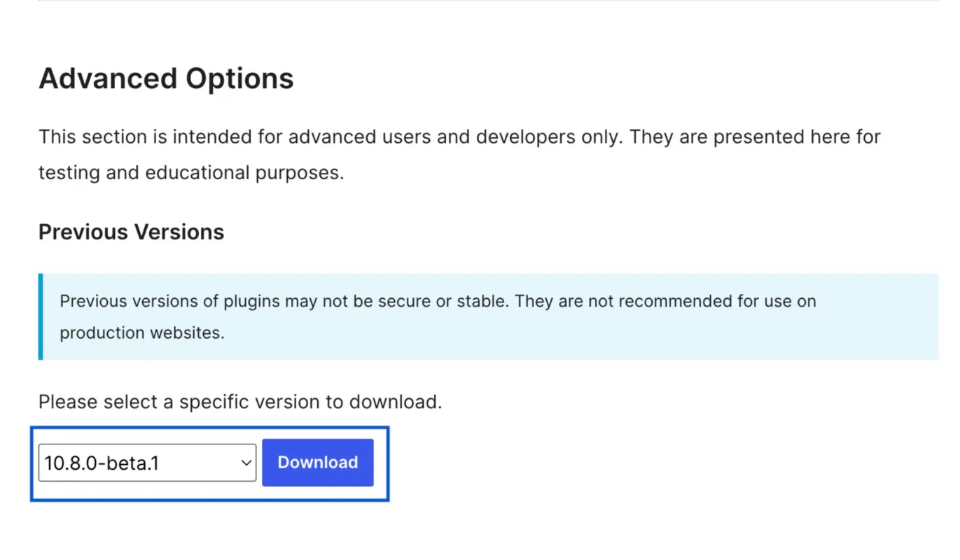 Download the Older WooCommerce Version