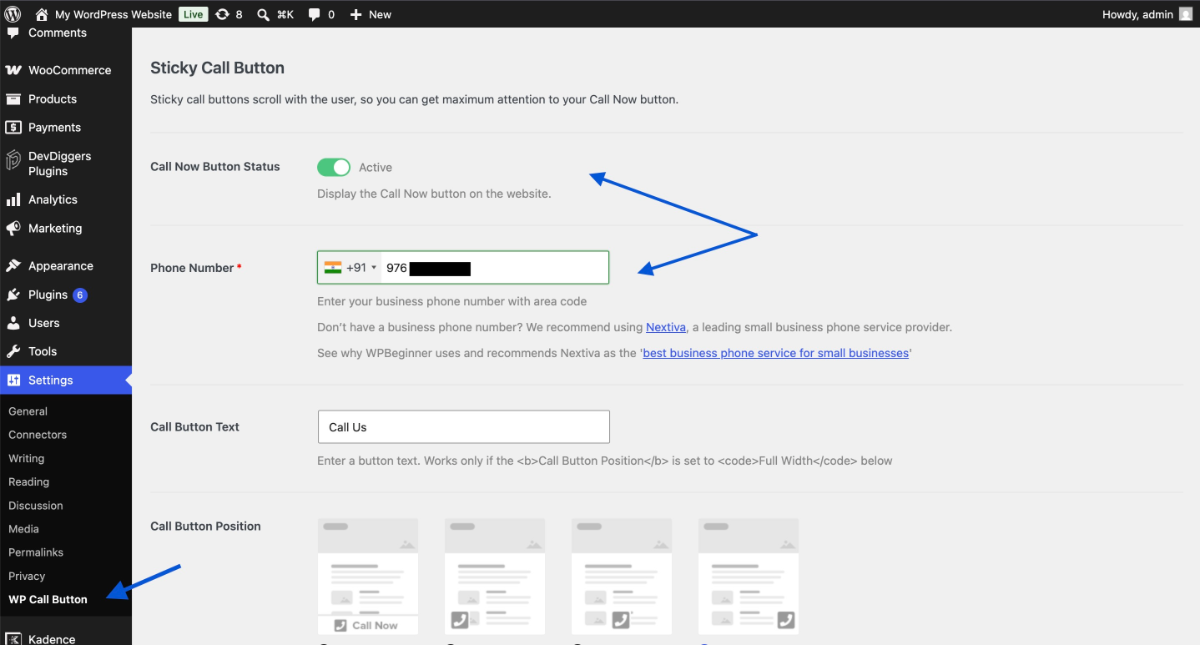 Enable call now button