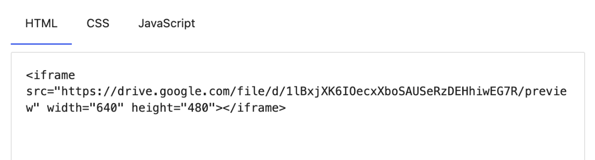 Paste the embeded link on HTML Block