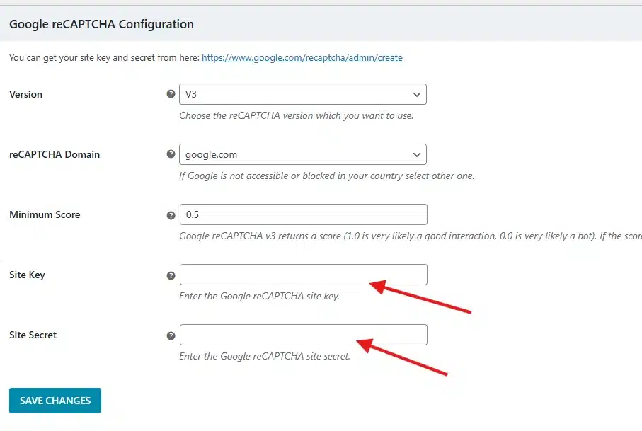 If you chose v3, set the Minimum Score. Start with 0.5. If you see legitimate customers getting blocked, lower it to 0.3. If bots are still getting through, raise it to 0.7 and monitor.
